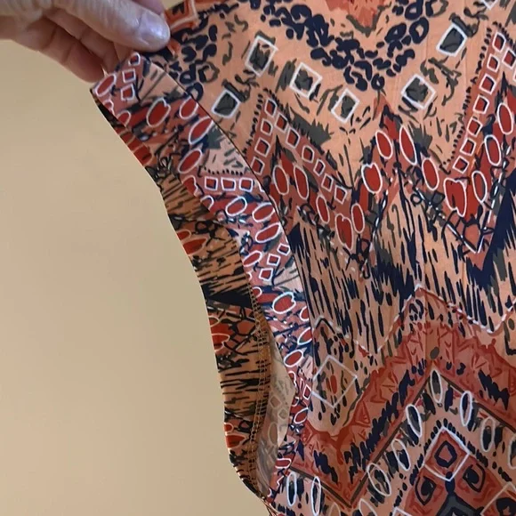 Just My Size Orange and Black Geometric Blouse - Picture 3 of 5